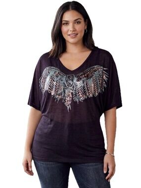 Key Closet Eagle Black Swarovski Elements Studded Sleeveless Shirt Size Small